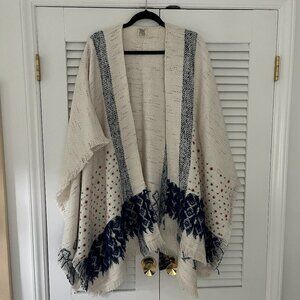 Anthropologie Boho Knit Shawl with Fringe - One Size